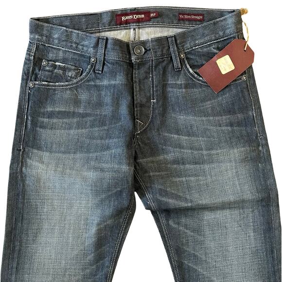 Raven Denim Vic Slim Straight Denim Jeans in Alloy Size 29 x 34 NWT $199 - Picture 6 of 10